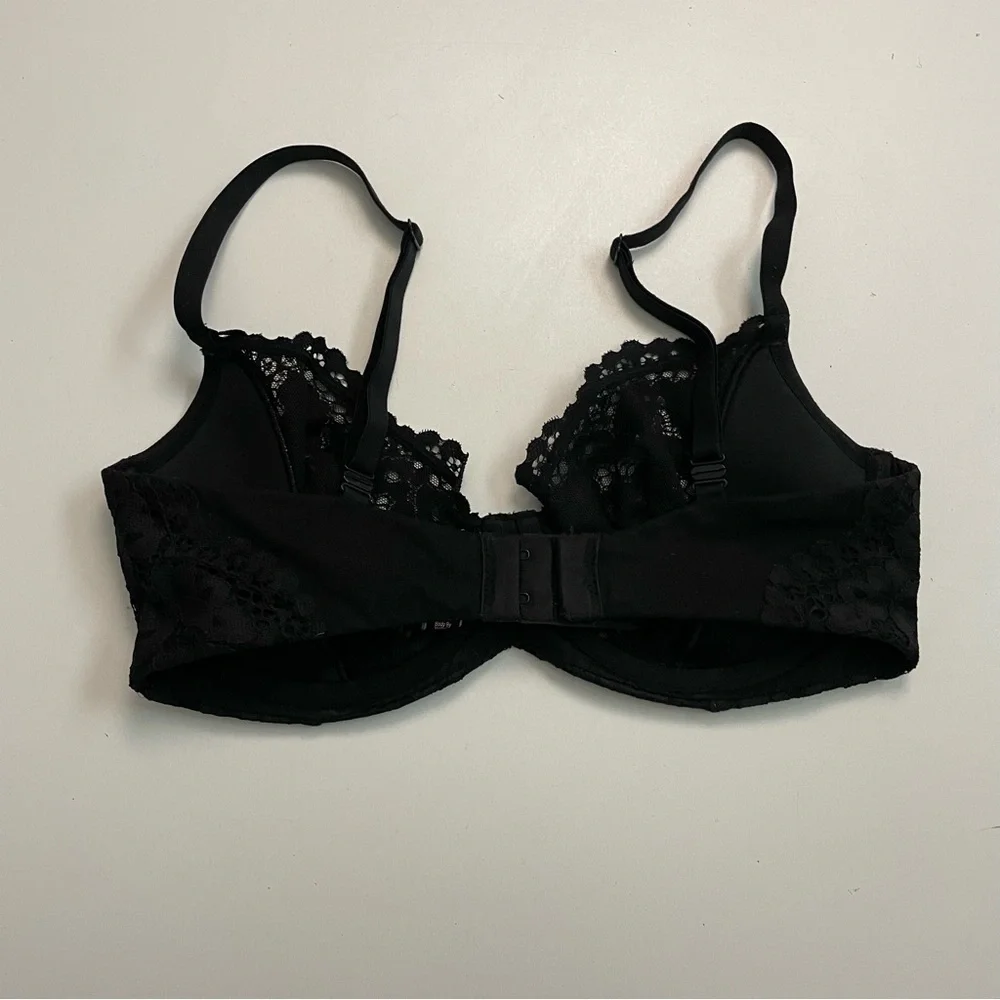 Victorias Secret Bra Unlined Demi Underwire Floral Lace Convertible Black